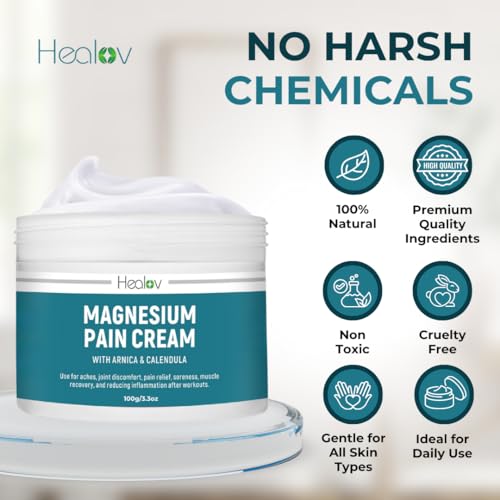 Magnesium Cream – Pure Soothing Magnesium Lotion for Pain Relief & Relaxation, Better Sleep, Muscle Health, Leg & Joint Care – Natural Magnesium Body Lotion for Feet – Non-Greasy, Safe, Easy to Use